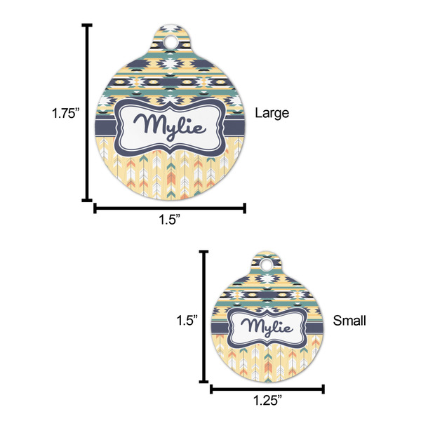 Tribal2 Round Pet ID Tag - Large - Comparison Scale