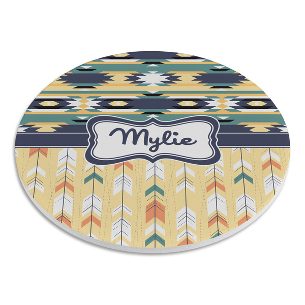 Tribal2 Round Stone Trivet - Angle View