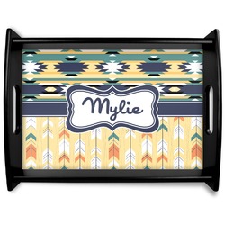Tribal2 Black Wooden Tray - Large (Personalized)