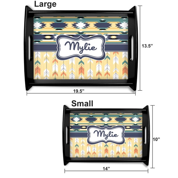 Tribal2 Serving Tray Black Sizes