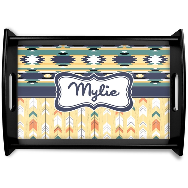 Custom Tribal2 Black Wooden Tray - Small (Personalized)