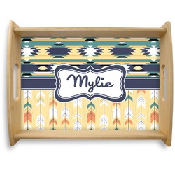 Tribal2 Natural Wooden Tray - Large (Personalized)