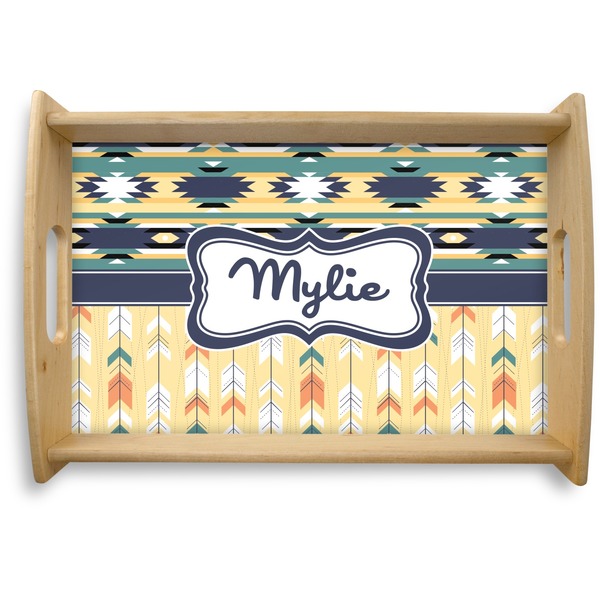 Custom Tribal2 Natural Wooden Tray - Small (Personalized)