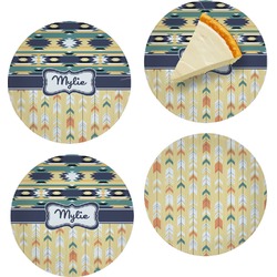 Tribal2 Set of 4 Glass Appetizer / Dessert Plate 8" (Personalized)