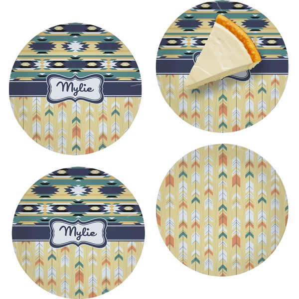 Custom Tribal2 Set of 4 Glass Appetizer / Dessert Plate 8" (Personalized)
