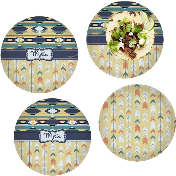 Custom Tribal2 Set of 4 Glass Lunch / Dinner Plate 10" (Personalized)