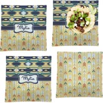 Tribal2 Set of 4 Glass Square Lunch / Dinner Plate 9.5" (Personalized)