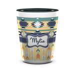 Tribal2 Ceramic Shot Glass - 1.5 oz - Two Tone - Set of 4 (Personalized)