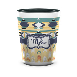 Tribal2 Ceramic Shot Glass - 1.5 oz - Two Tone - Set of 4 (Personalized)