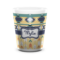 Tribal2 Ceramic Shot Glass - 1.5 oz - White - Set of 4 (Personalized)