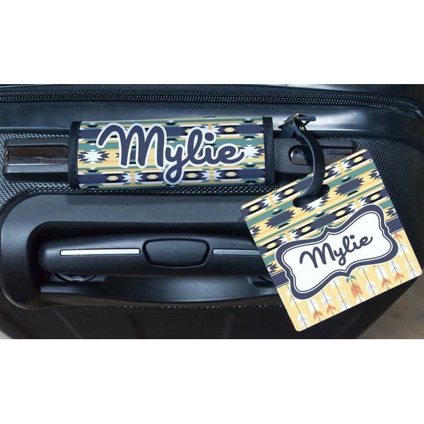 Tribal2 Square Luggage Tag & Handle Wrap - In Context