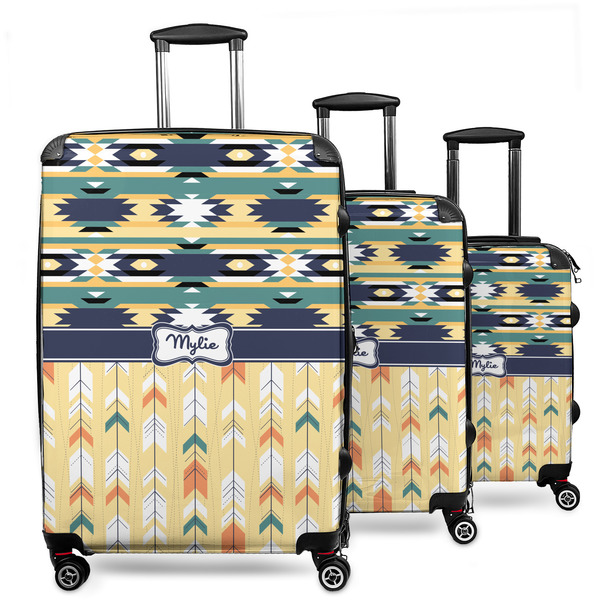 Custom Tribal2 3 Piece Luggage Set - 20" Carry On, 24" Medium Checked, 28" Large Checked (Personalized)