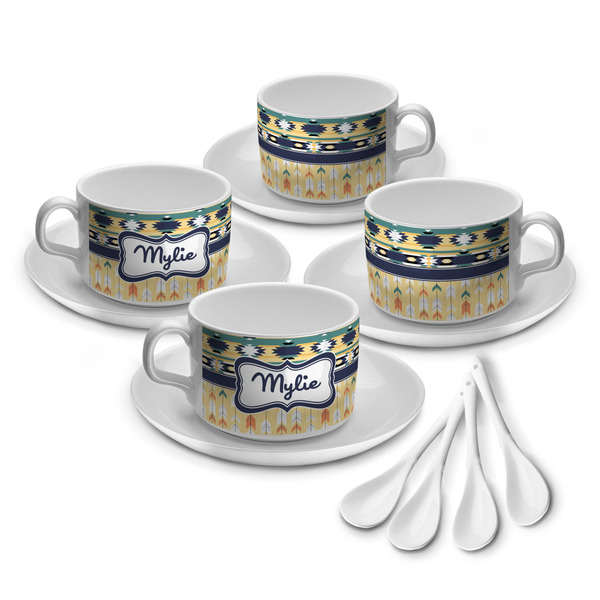 Custom Tribal2 Tea Cup - Set of 4 (Personalized)