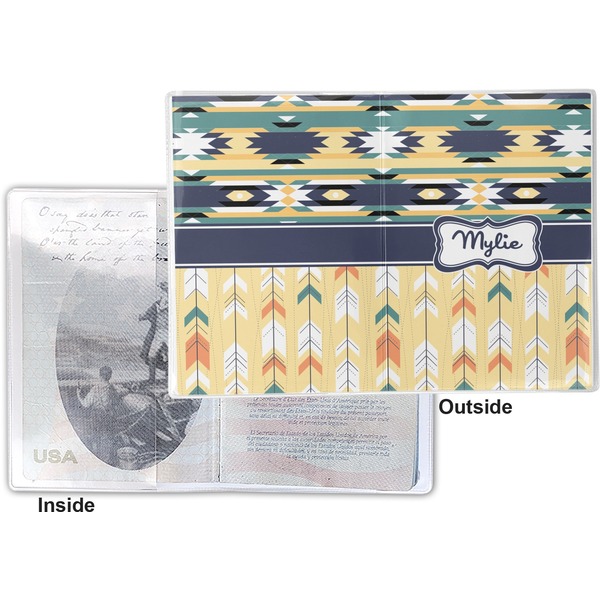 Tribal2 Vinyl Passport Holder - Flat Front and Back