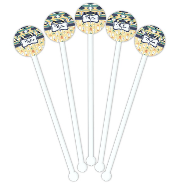 Tribal2 White Plastic 5.5" Stir Stick - Fan View