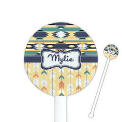 Tribal2 5.5" Round Plastic Stir Sticks - White - Single Sided (Personalized)