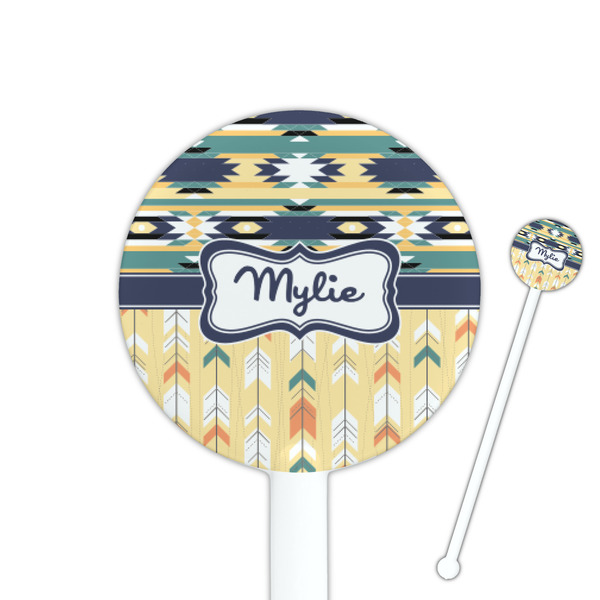 Custom Tribal2 5.5" Round Plastic Stir Sticks - White - Single Sided (Personalized)