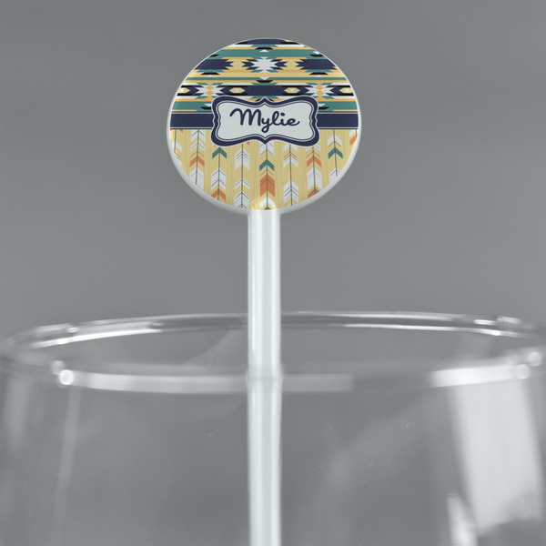 Tribal2 White Plastic 5.5" Stir Stick - Round - Main