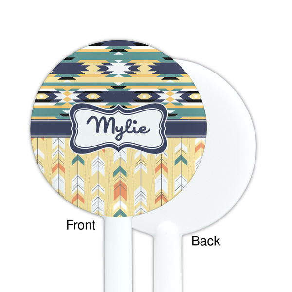 Tribal2 White Plastic 5.5" Stir Stick - Single Sided - Round - Front & Back