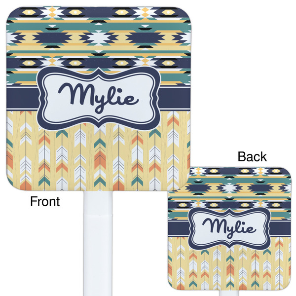 Tribal2 White Plastic Stir Stick - Double Sided - Approval