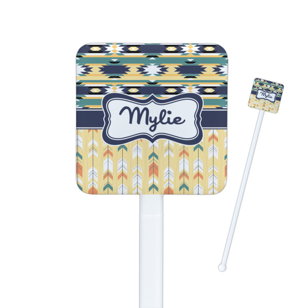 Custom Tribal2 Square Plastic Stir Sticks (Personalized)
