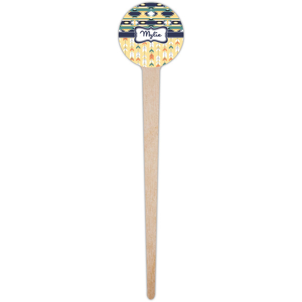 Tribal2 Wooden 4" Food Pick - Round - Single Pick