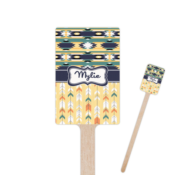 Custom Tribal2 6.25" Rectangle Wooden Stir Sticks - Single Sided (Personalized)