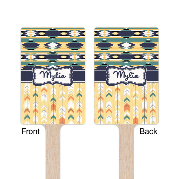 Tribal2 Wooden 6.25" Stir Stick - Rectangular - Double Sided - Front & Back