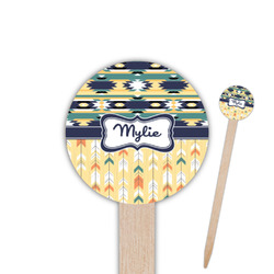 Tribal2 Round Wooden Food Picks (Personalized)