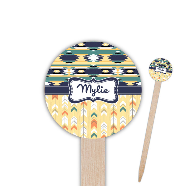 Custom Tribal2 Round Wooden Food Picks (Personalized)