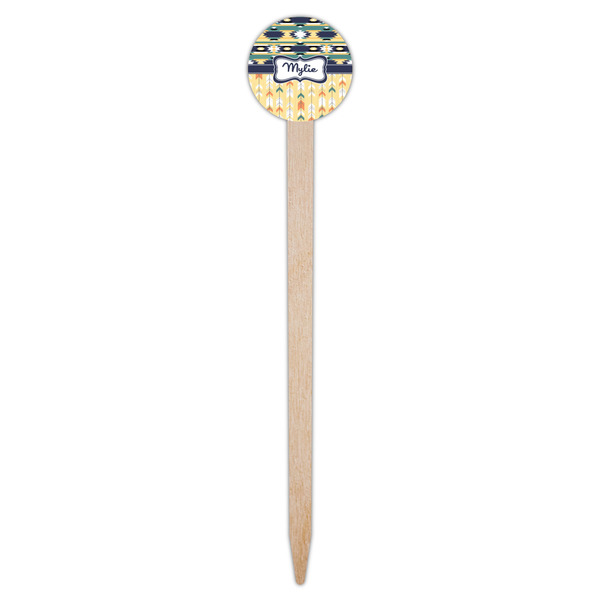 Tribal2 Wooden 6" Food Pick - Round - Single Pick