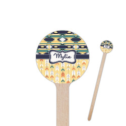 Tribal2 7.5" Round Wooden Stir Sticks - Single Sided (Personalized)
