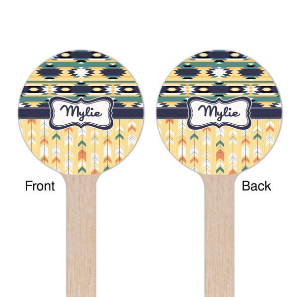 Tribal2 Wooden 7.5" Stir Stick - Round - Double Sided - Front & Back