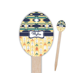 Tribal2 Oval Wooden Food Picks - Double Sided (Personalized)
