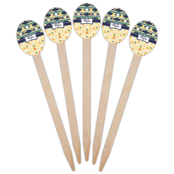 Tribal2 Wooden Food Pick - Oval - Fan View