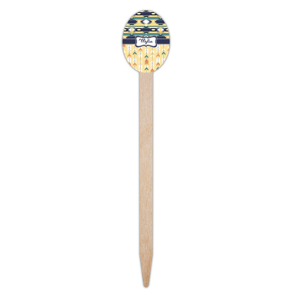 Tribal2 Wooden Food Pick - Oval - Single Pick
