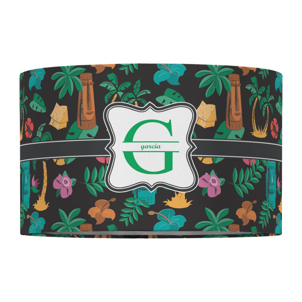 Hawaiian Masks 12" Drum Lampshade - FRONT (Fabric)