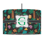 Hawaiian Masks 12" Drum Pendant Lamp - Fabric (Personalized)