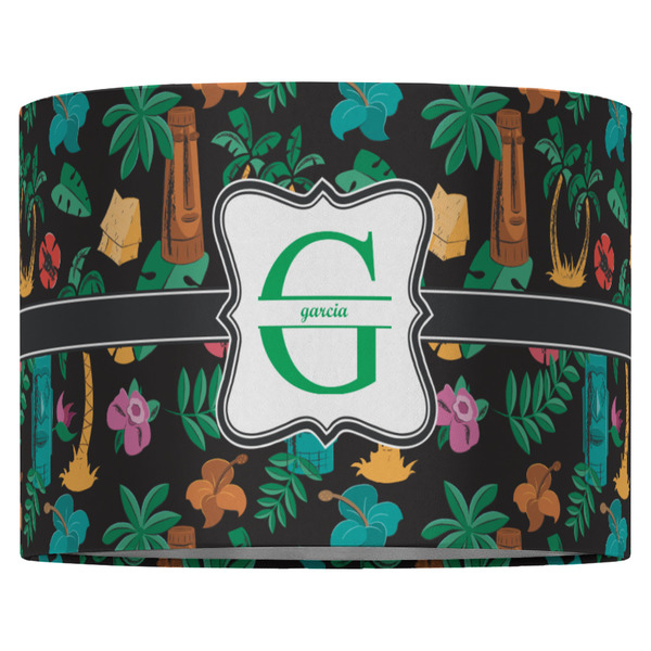 Hawaiian Masks 16" Drum Lampshade - FRONT (Fabric)