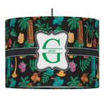 Hawaiian Masks 16" Drum Pendant Lamp - Fabric (Personalized)