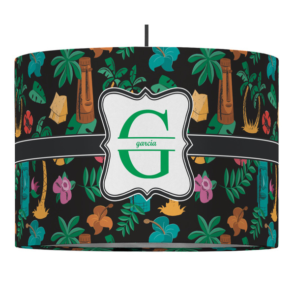 Custom Hawaiian Masks 16" Drum Pendant Lamp - Fabric (Personalized)