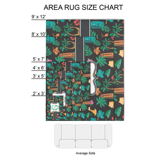 Hawaiian Masks 2'x3' Indoor Area Rugs - Size Chart