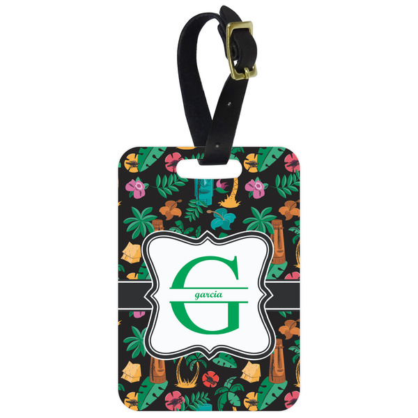 Custom Hawaiian Masks Metal Luggage Tag w/ Name and Initial