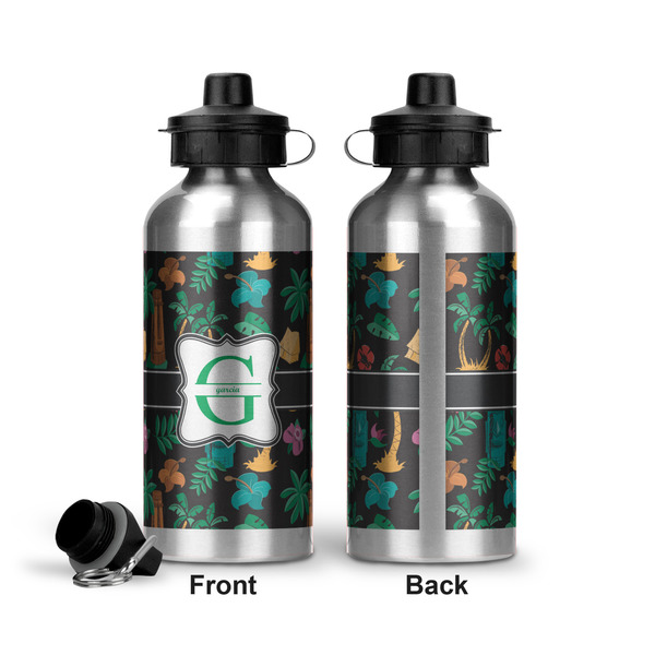Hawaiian Masks Aluminum Water Bottle - Front and Back