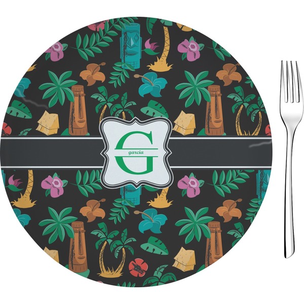 Custom Hawaiian Masks 8" Glass Appetizer / Dessert Plates - Single or Set (Personalized)