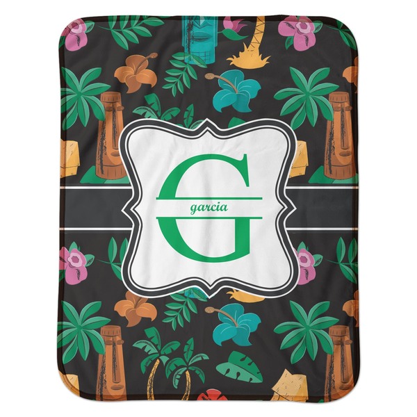 Hawaiian Masks Baby Sherpa Blanket - Flat