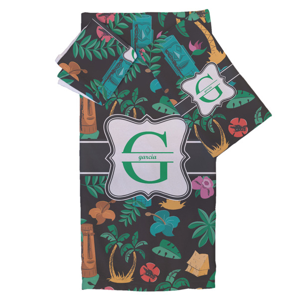 Custom Hawaiian Masks Bath Towel Set - 3 Pcs (Personalized)