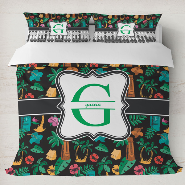 Custom Hawaiian Masks Duvet Cover Set - King (Personalized)