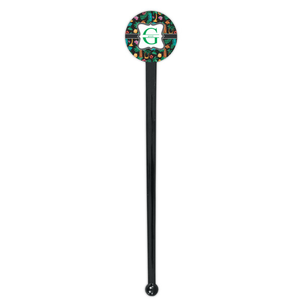 Hawaiian Masks Black Plastic 7" Stir Stick - Round - Single Stick