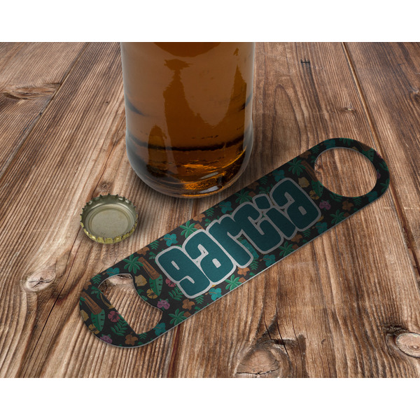 Hawaiian Masks Bottle Opener - In Use